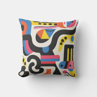 Cojín Decorativo Abstract Design Colorful Geometric Black Patterns