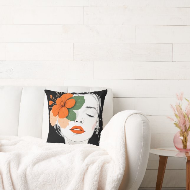 Cojín Decorativo Abstract Elegant woman's face pinks (Sofá)