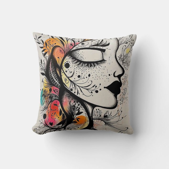 Cojín Decorativo Abstract Female Art Throw Pillow (Anverso)
