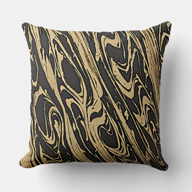 Cojín Decorativo Abstract Fluid Art - Black Marble Effect (Anverso)