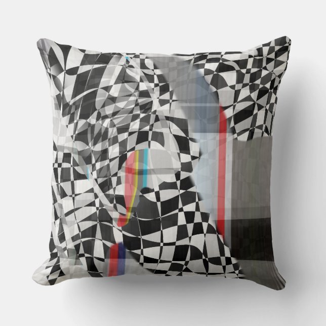 Cojín Decorativo Abstract Geometric Collage Checker Pattern (Anverso)