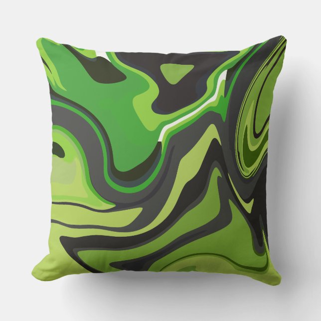 Cojín Decorativo Abstract Green Flowing Pattern (Anverso)