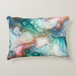 Cojín Decorativo Abstract in Pink, Teal, Blue, and Gold