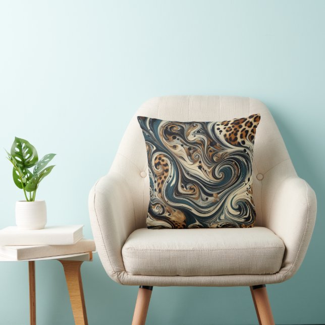 Cojín Decorativo Abstract Leopard Print Swirl (Silla)