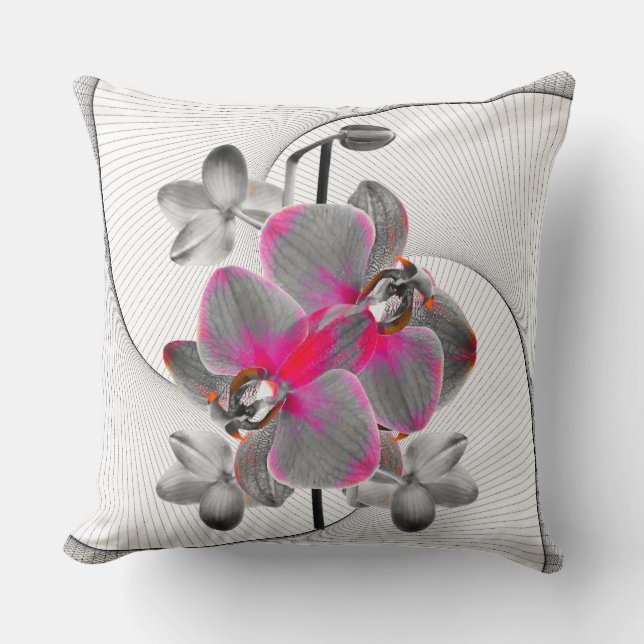 Cojín Decorativo Abstract Orchid Flower Art Print (Anverso)