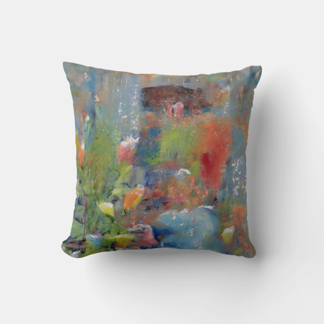 Cojín Decorativo Abstract Painting of a Girl picking flowers (Anverso)