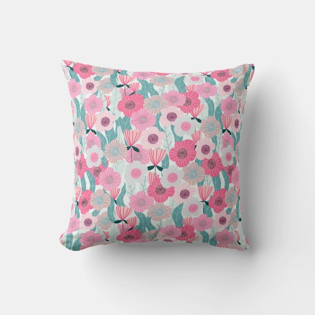 Cojín Decorativo Abstract pastel floral pattern. Beautiful pink flo (Anverso)