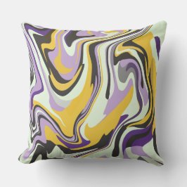 Cojín Decorativo Abstract Pastel Swirl with Yellow and Purple