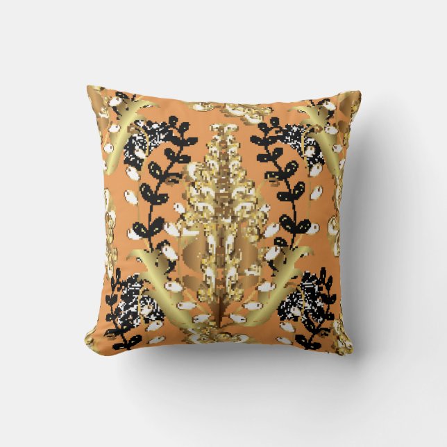 Cojín Decorativo abstract pattern on orange yellow background with  (Anverso)