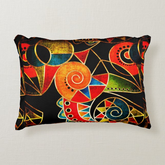 Cojín Decorativo Abstract tribal ethnic geometrical pattern bright  (Anverso)