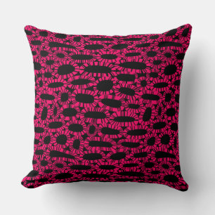 Cojín Decorativo Abstracto 250923 - Rojo Neon sobre Negro