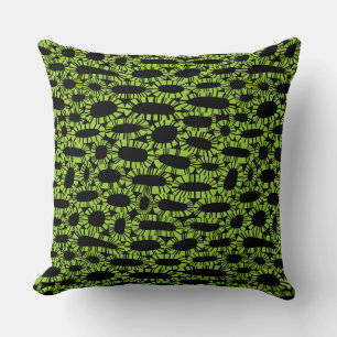 Cojín Decorativo Abstracto 250923 - Verde marciano sobre negro