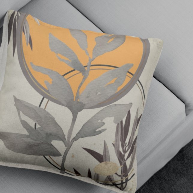 Cojín Decorativo Abstracto artístico naranja y gris acuarela (Subido por el creador)