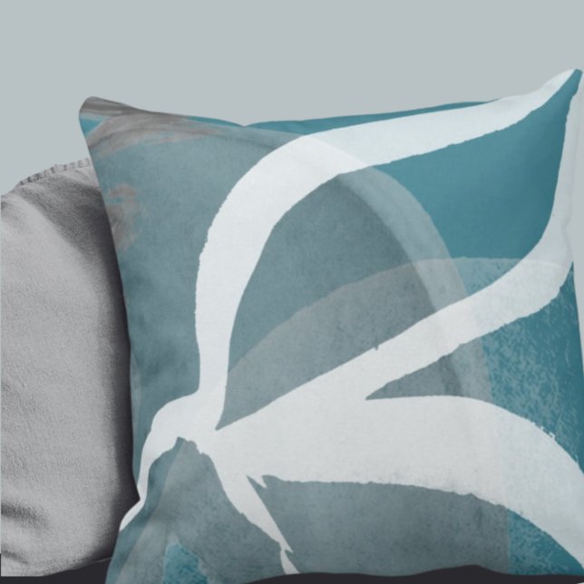 Cojín Decorativo Abstracto artístico turquesa y blanca acuarela (Subido por el creador)