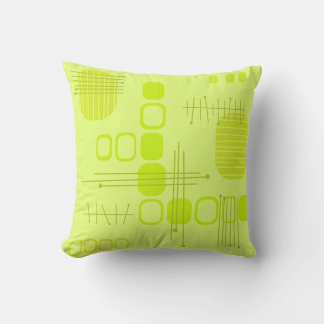Cojín Decorativo Abstracto atómico Barkcloth Chartreuse (Anverso)
