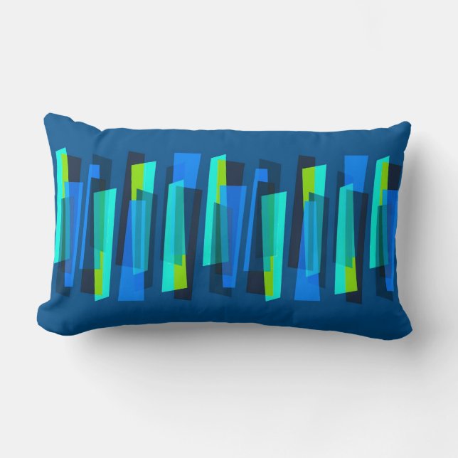 Cojín decorativo abstracto azul y verde retro de (Anverso)