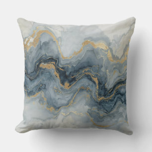 Cojín Decorativo Abstracto Blanco Dorado Gris Azul Ahumado Contempo