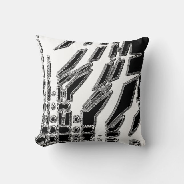 Cojín decorativo abstracto blanco negro (Anverso)