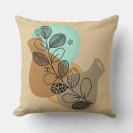 COJÍN DECORATIVO ABSTRACTO BOHEMIANO MINIMALISTA DE HOJA NEGRA