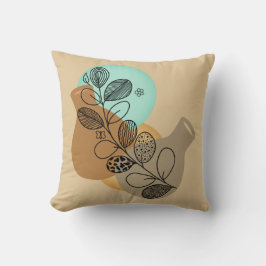 COJÍN DECORATIVO ABSTRACTO BOHEMIANO MINIMALISTA DE HOJA NEGRA