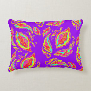 Cojín Decorativo abstracto,color,patrón, indio,mandala,morado