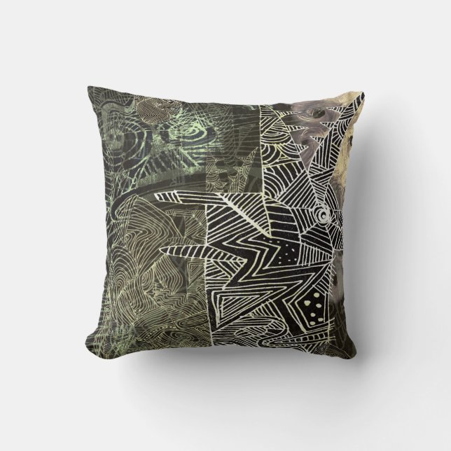Cojín Decorativo abstracto con lobo (Anverso)