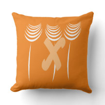 Abstracto Cubierto Naranja Floral Brillante Pillow