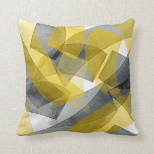 Cojín decorativo abstracto de acuarela gris amari