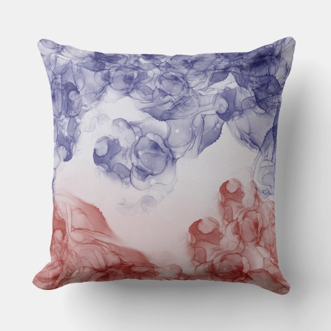 COJÍN DECORATIVO ABSTRACTO DE AZUL ROJO PATRIOTA (Anverso)