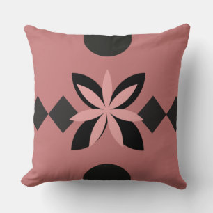 COJÍN DECORATIVO ABSTRACTO DE COLOR ROSA Y NEGRO