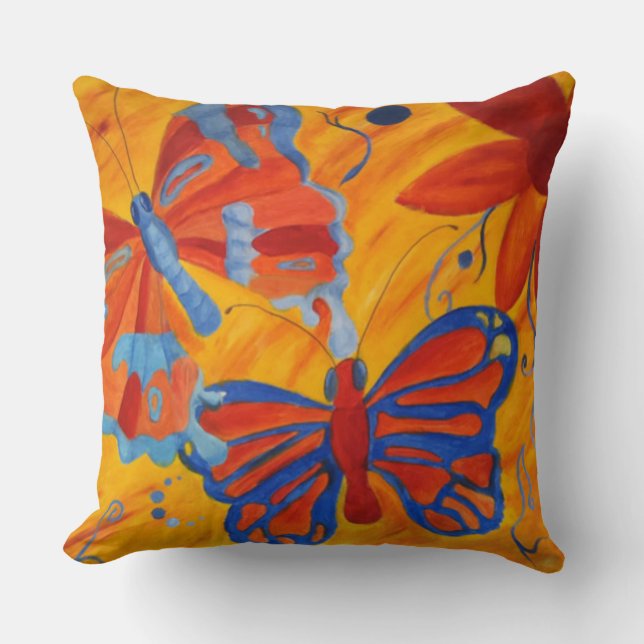 Cojín decorativo abstracto de la mariposa de (Anverso)