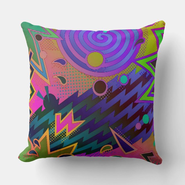 Cojín decorativo abstracto de la Retro Mania 80 (Anverso)