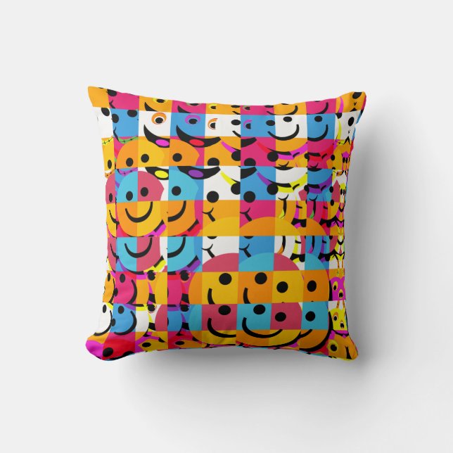Cojín decorativo abstracto de las caras (Anverso)