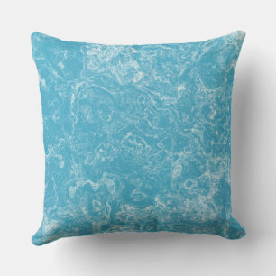 Cojín Decorativo abstracto de mármol azul y blanco