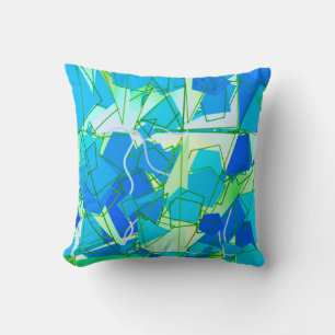 Cojín Decorativo Abstracto de mediados de siglo, azul acuático y ce