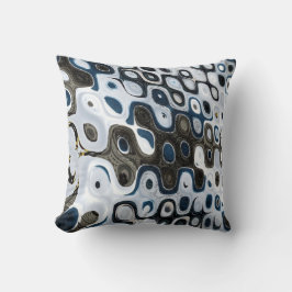 Cojín decorativo abstracto de ondas grises azules