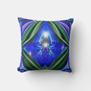 Cojín decorativo abstracto de yoga azul y verde