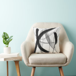 Cojín Decorativo abstracto en blanco y negro moderno