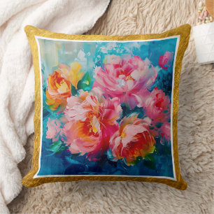 Cojín Decorativo Abstracto Floral Colorido   Decoración Moderna del