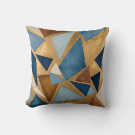 Cojín Decorativo abstracto geométrico de blues y metales