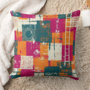 Cojín Decorativo Abstracto Geométrico en Negrita - Textura de Broch