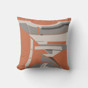 Cojín Decorativo Abstracto Geométrico Mediterráneo Gris Naranja Tau