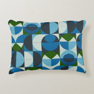 Cojín Decorativo Abstracto geométrico moderno azul y verde