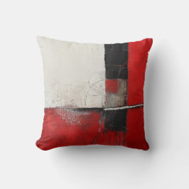 Cojín decorativo abstracto moderno rojo, blanco y