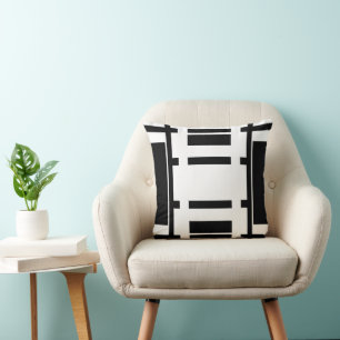 Cojín Decorativo Abstracto Negro y Blanco