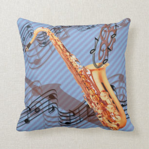 Cojín decorativo abstracto reversible del saxofó