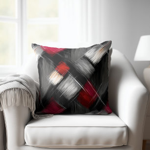 Cojín Decorativo Abstracto Rojo Gris Negro