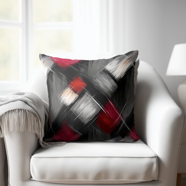 Cojín Decorativo Abstracto Rojo Gris Negro (Subido por el creador)