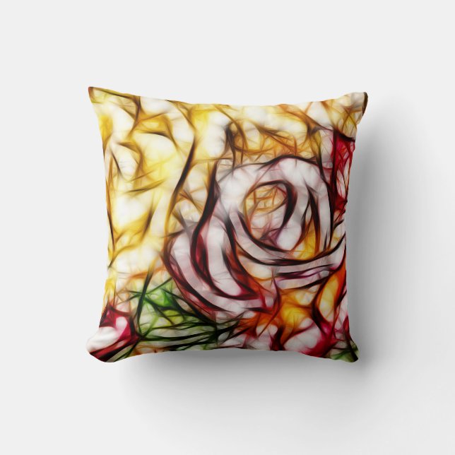 Cojín Decorativo Abstracto Rosa de luz amarilla Soplo artístico flo (Anverso)