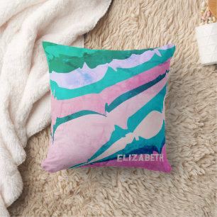 Cojín Decorativo Abstracto Rosa Verde Pastel Personalizado Moderno